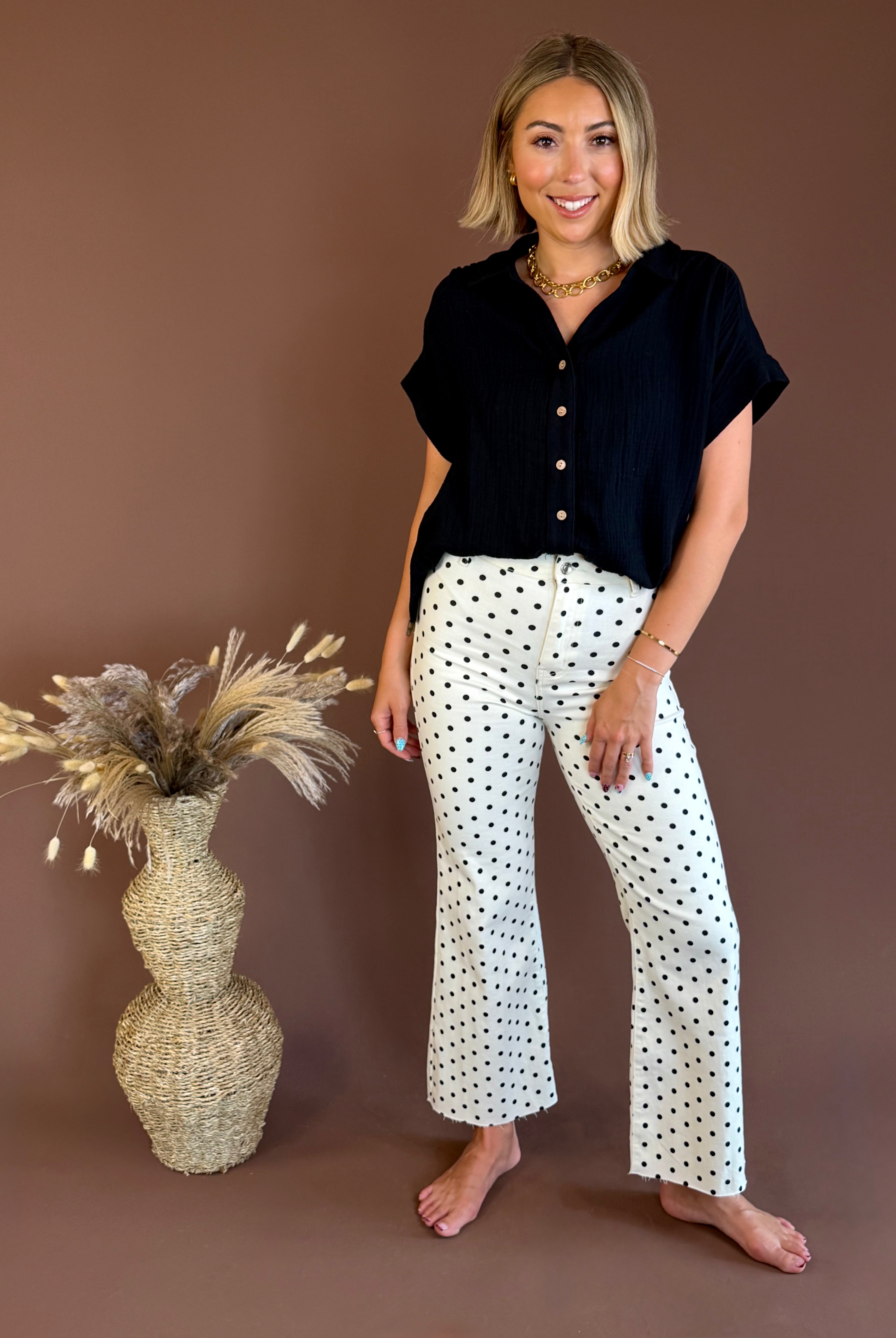 Gauze Top, Short Sleeve tops, Button down tops, black tops, cover ups, black button up