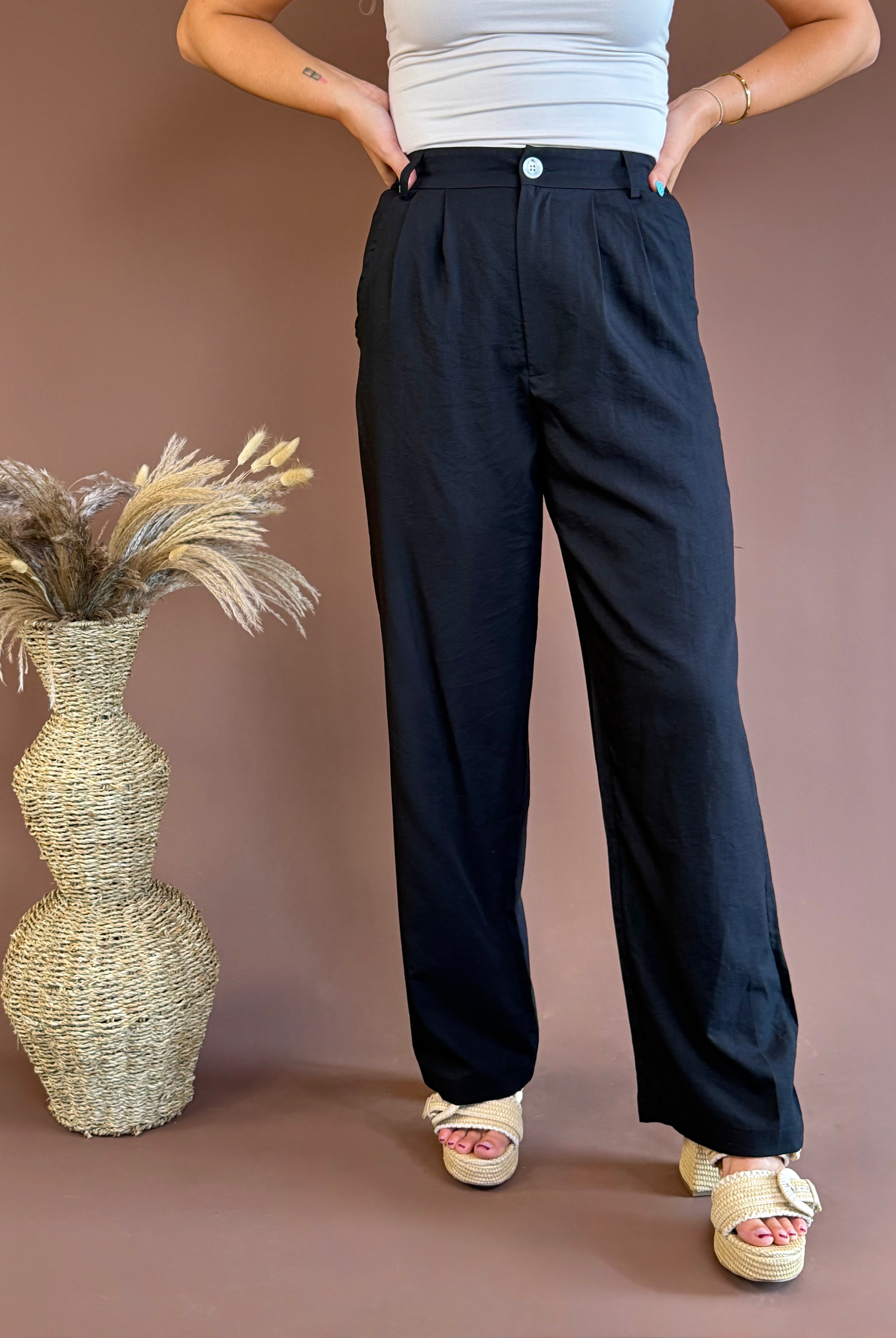 Black pant, Business casual wear, Business attire, Black trouser, work pant, linen pant