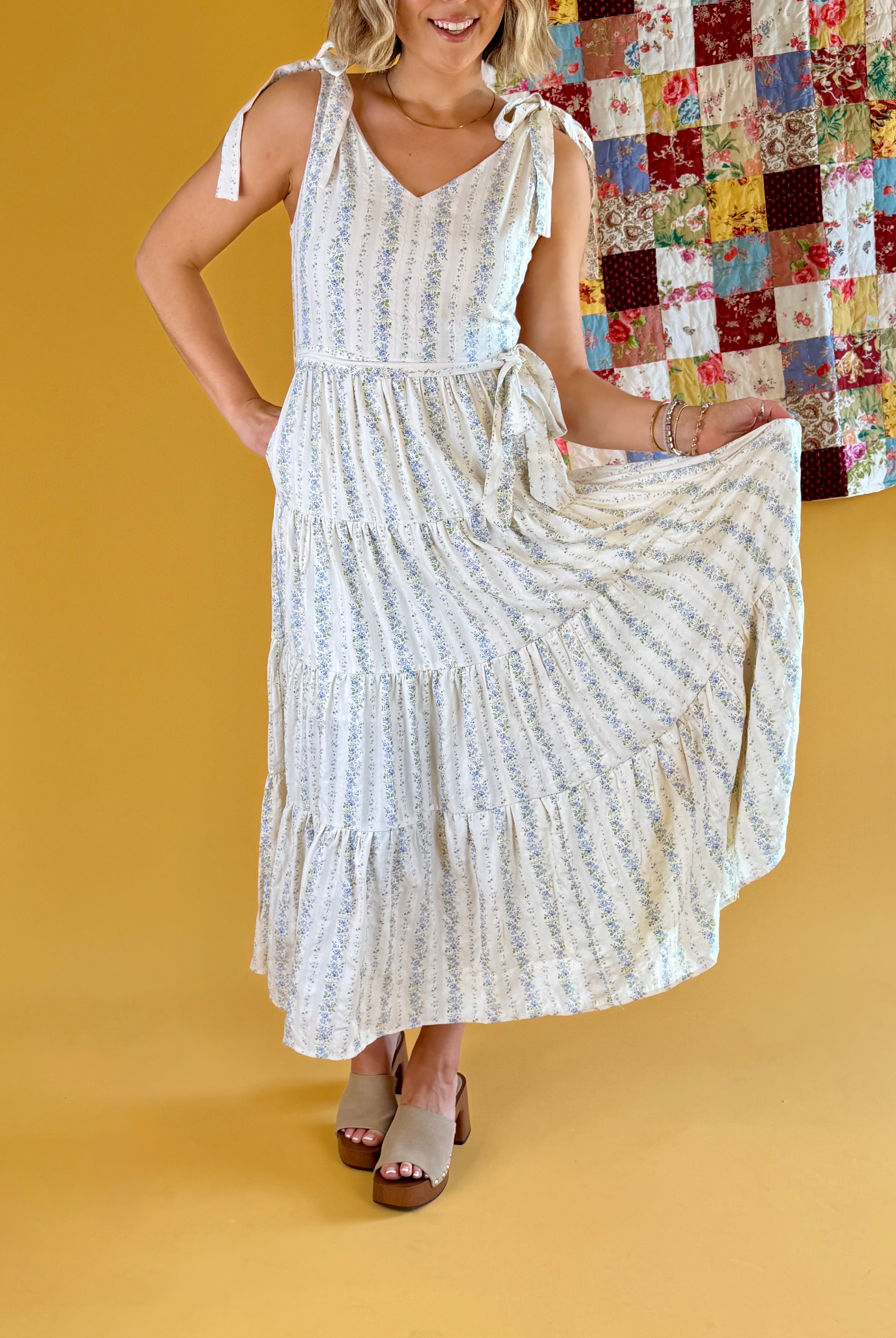 Maxi Dress, Floral Dress, Tie Strap Dress, Summer Dress, trendy Dress, Waist Tie Dress