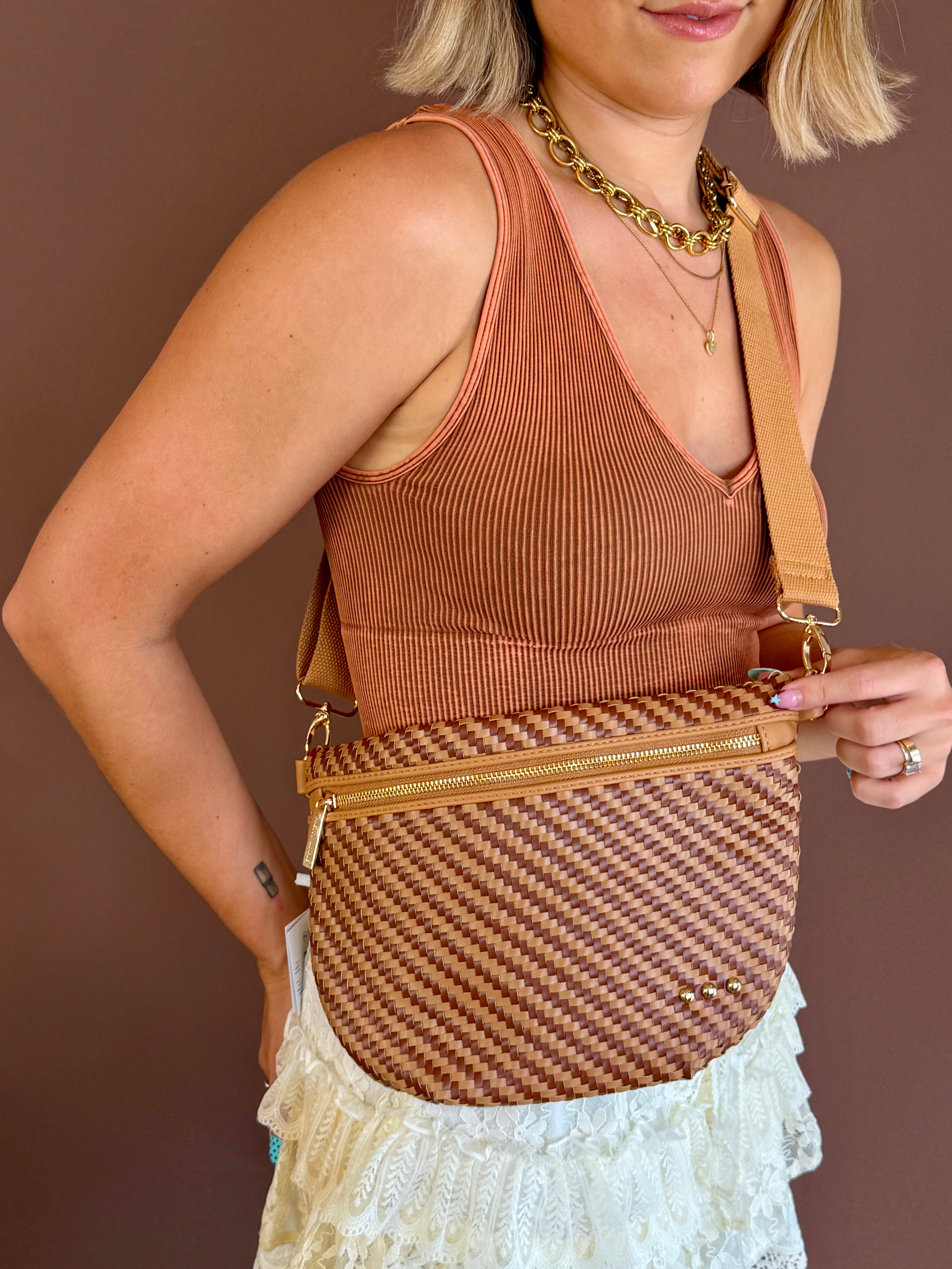 two tone bag, bum bags, cross body bags, woven bags, purses, accessories