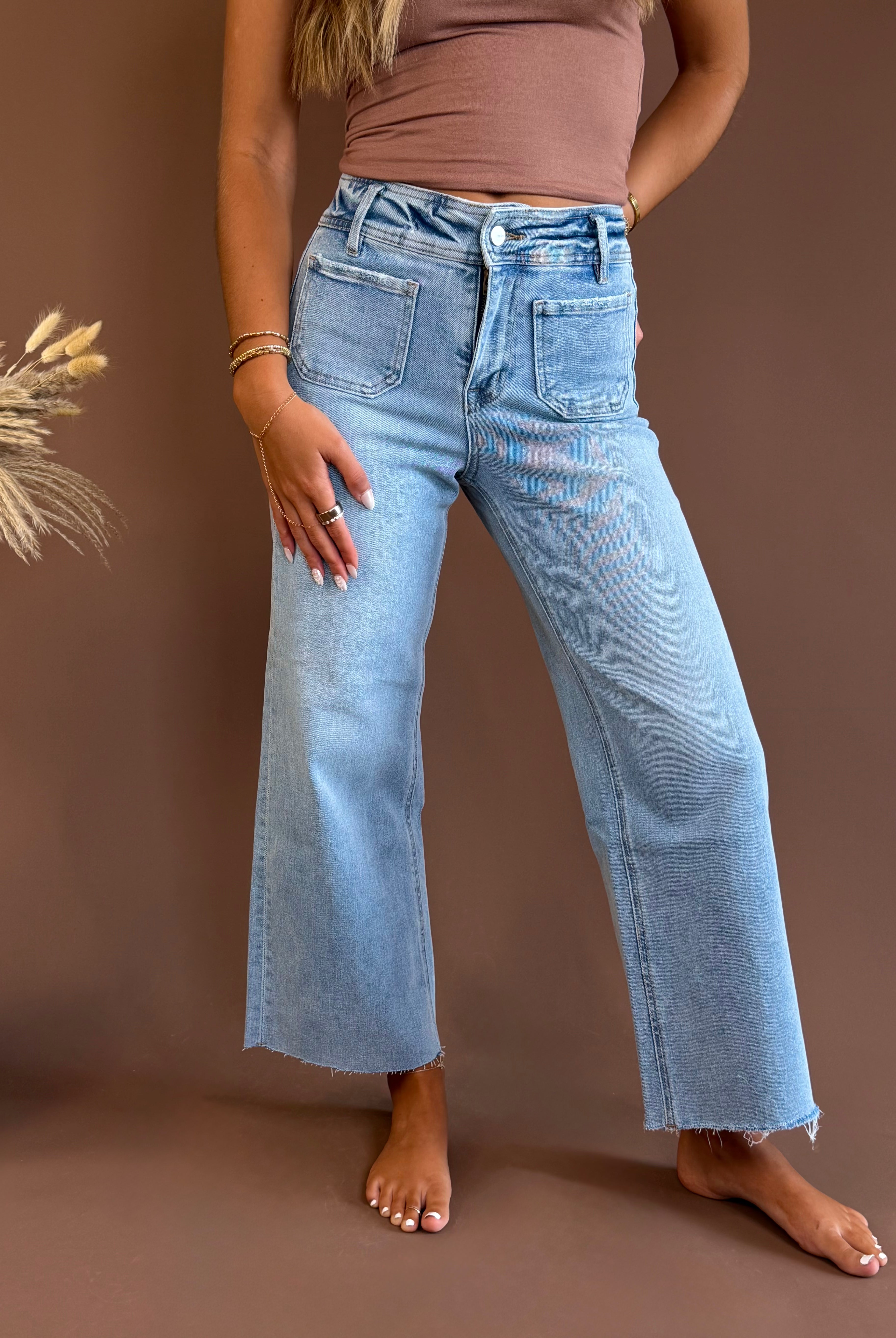Front pocket jean, denim pant, raw hem pant, jean, mica jeans