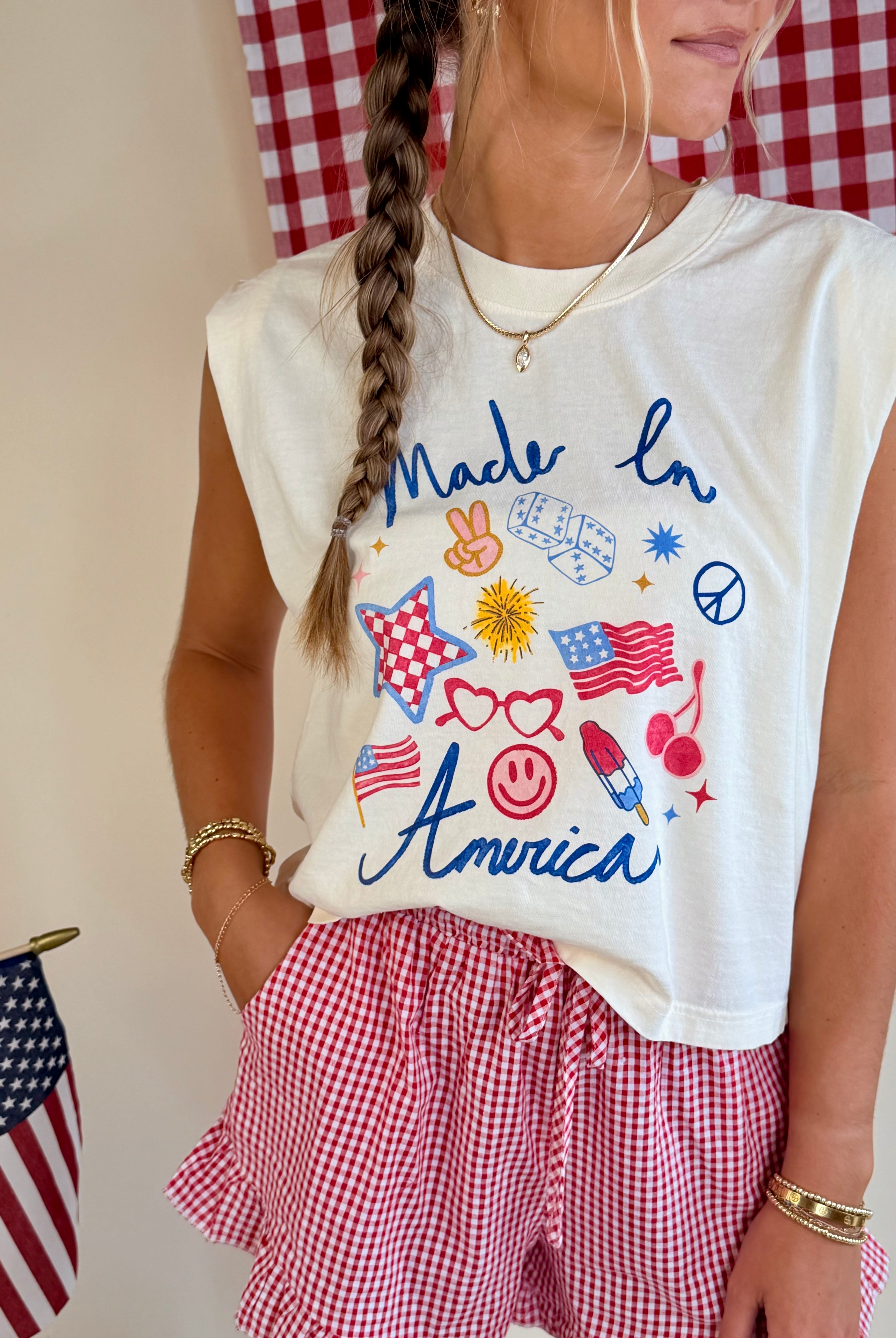 Tank Tee, 4th of July, Fun and Girly, USA