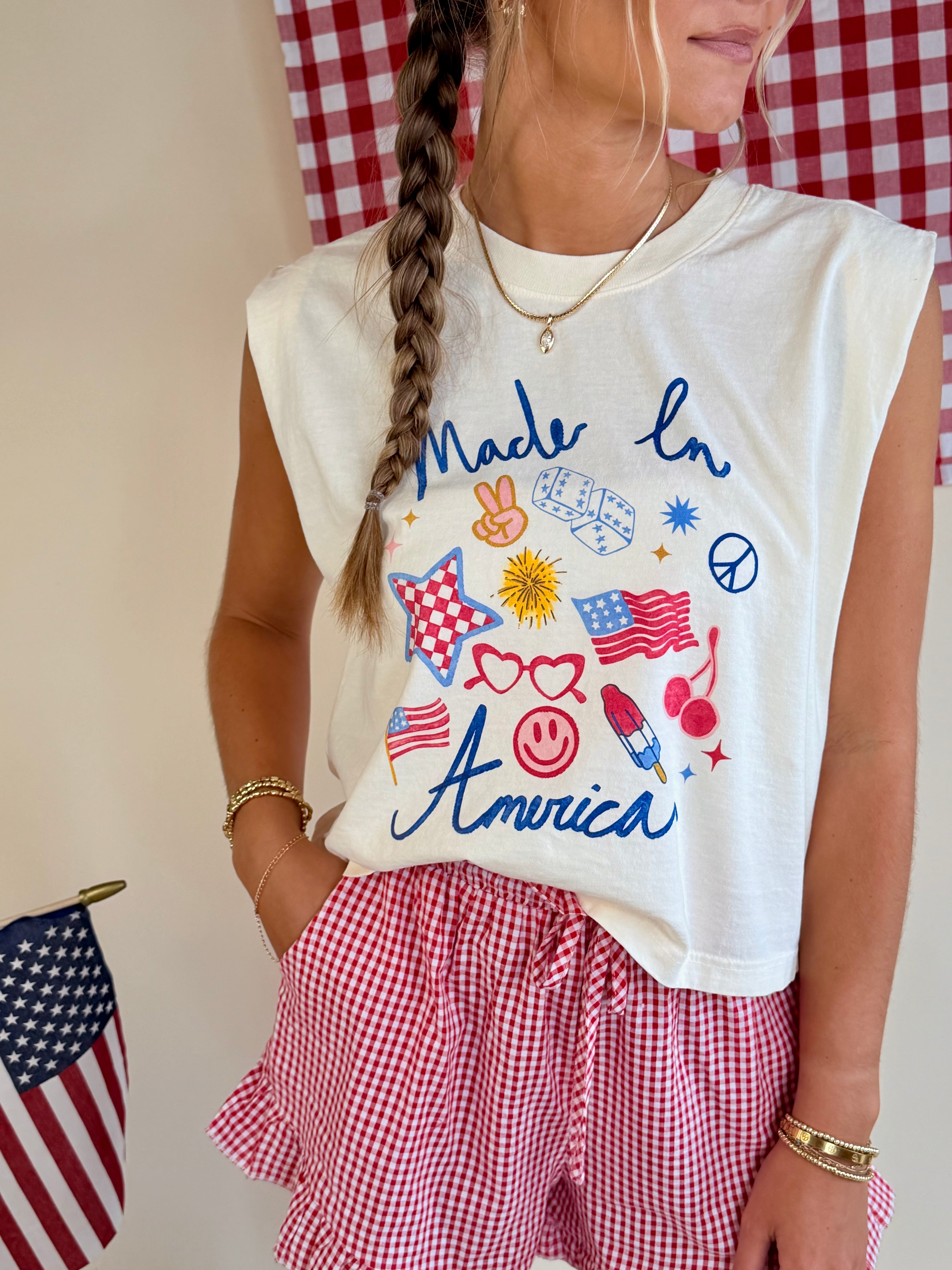 Tank Tee, 4th of July, Fun and Girly, USA