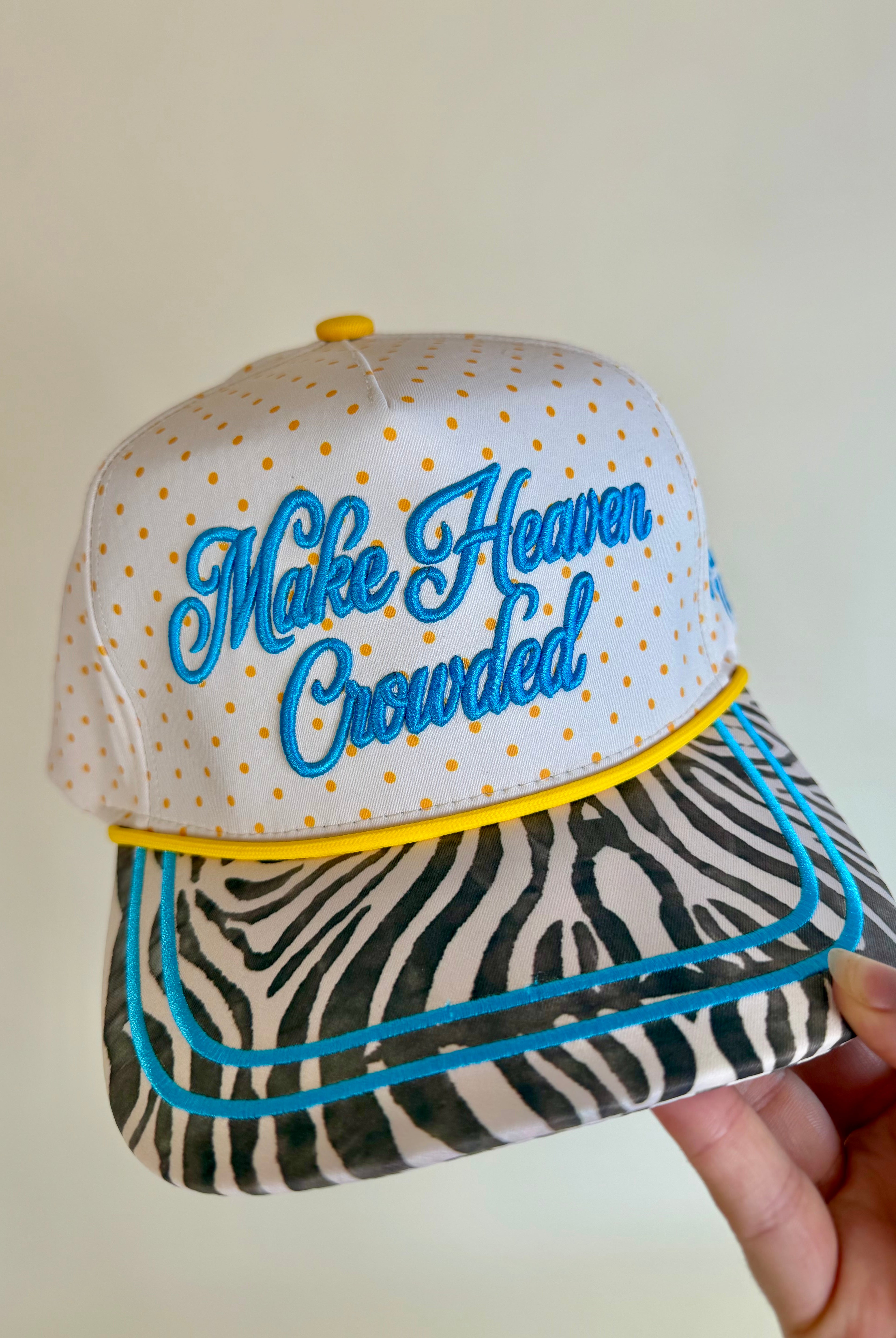 Make Heaven Crowded, Trucker Hat, Trendy Hat, Summer Hat, Boutique, Boutique fashion, Pattern Hat, Polka dot hat