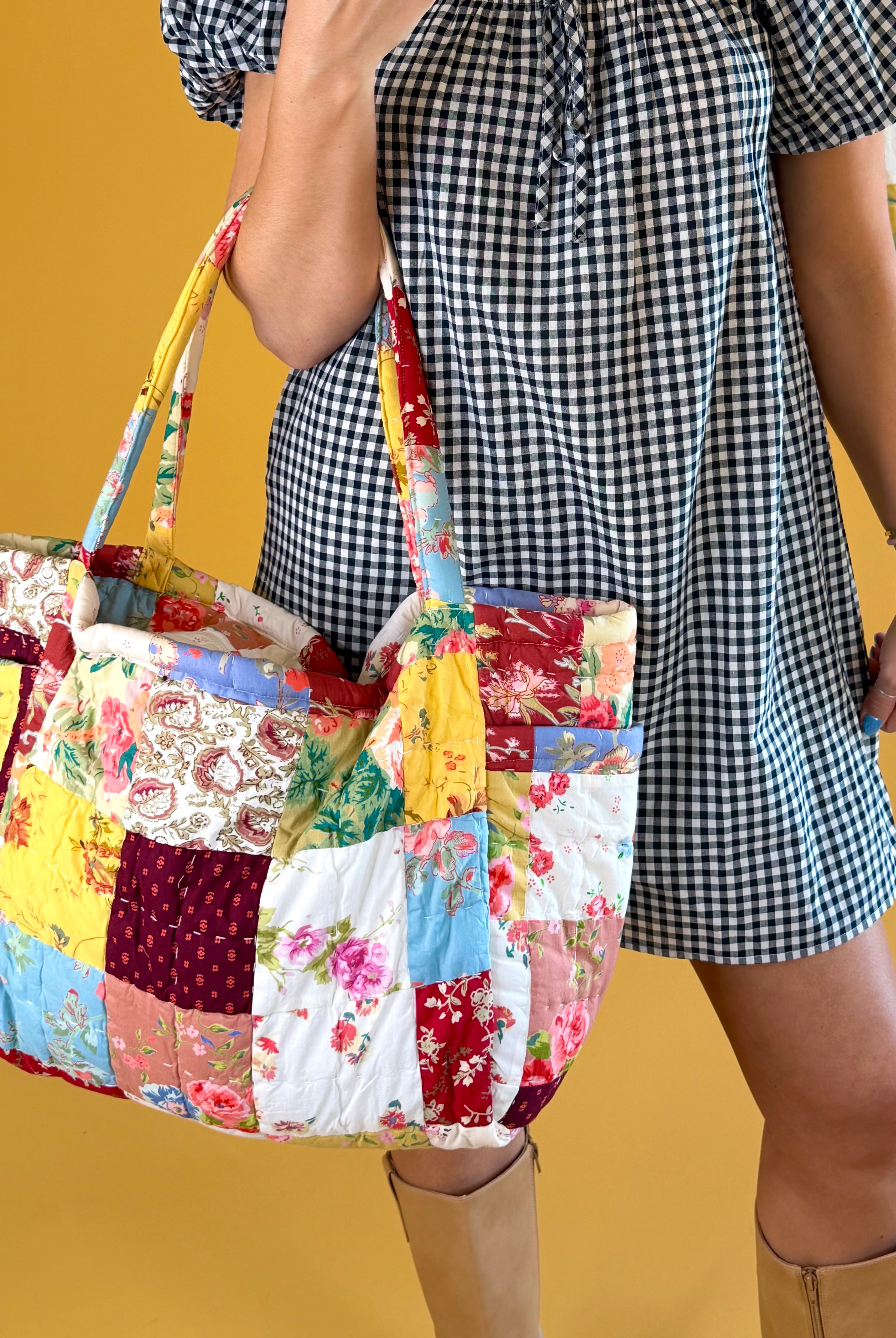 Flower Tote, Quilt Tote, Big Tote Bag, Summer Bag, Beach tote, Colorful Tote, Fun Summer Bag