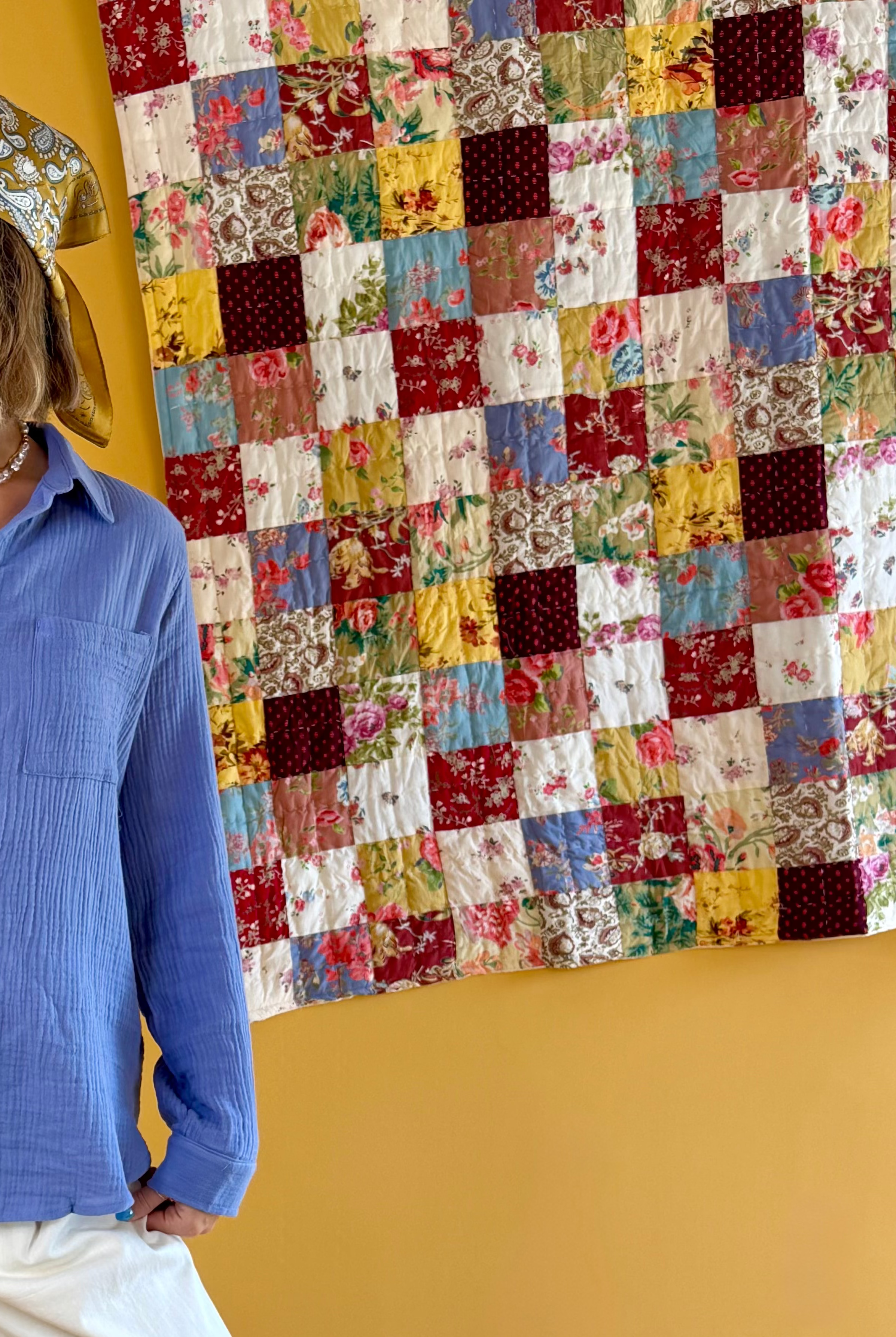 QUILT, COLORFUL QUILT, COTTAGE BEDDING TWIN BED QUILT, HANDMADE, pol, boho quilt
