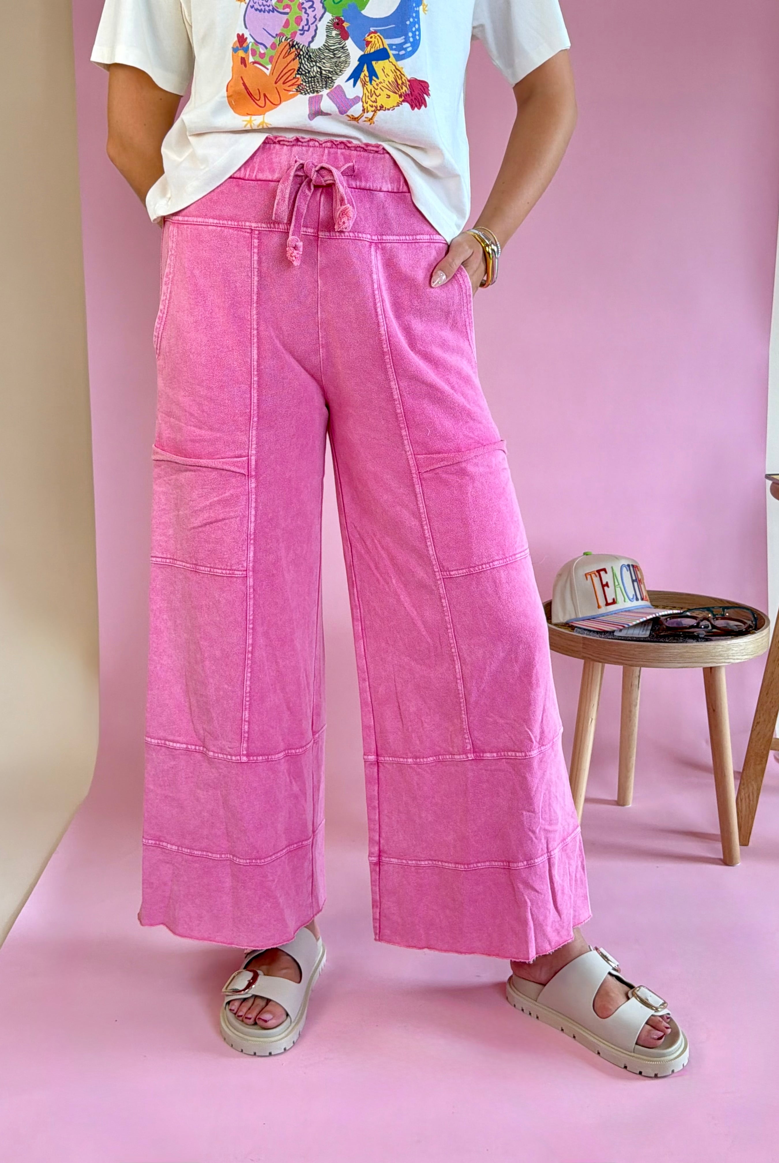 Back to School, Pink Pants, Loungewear, Casual wear, Pink Bottoms, Elevated sweatpants, Teacher outfit friendly