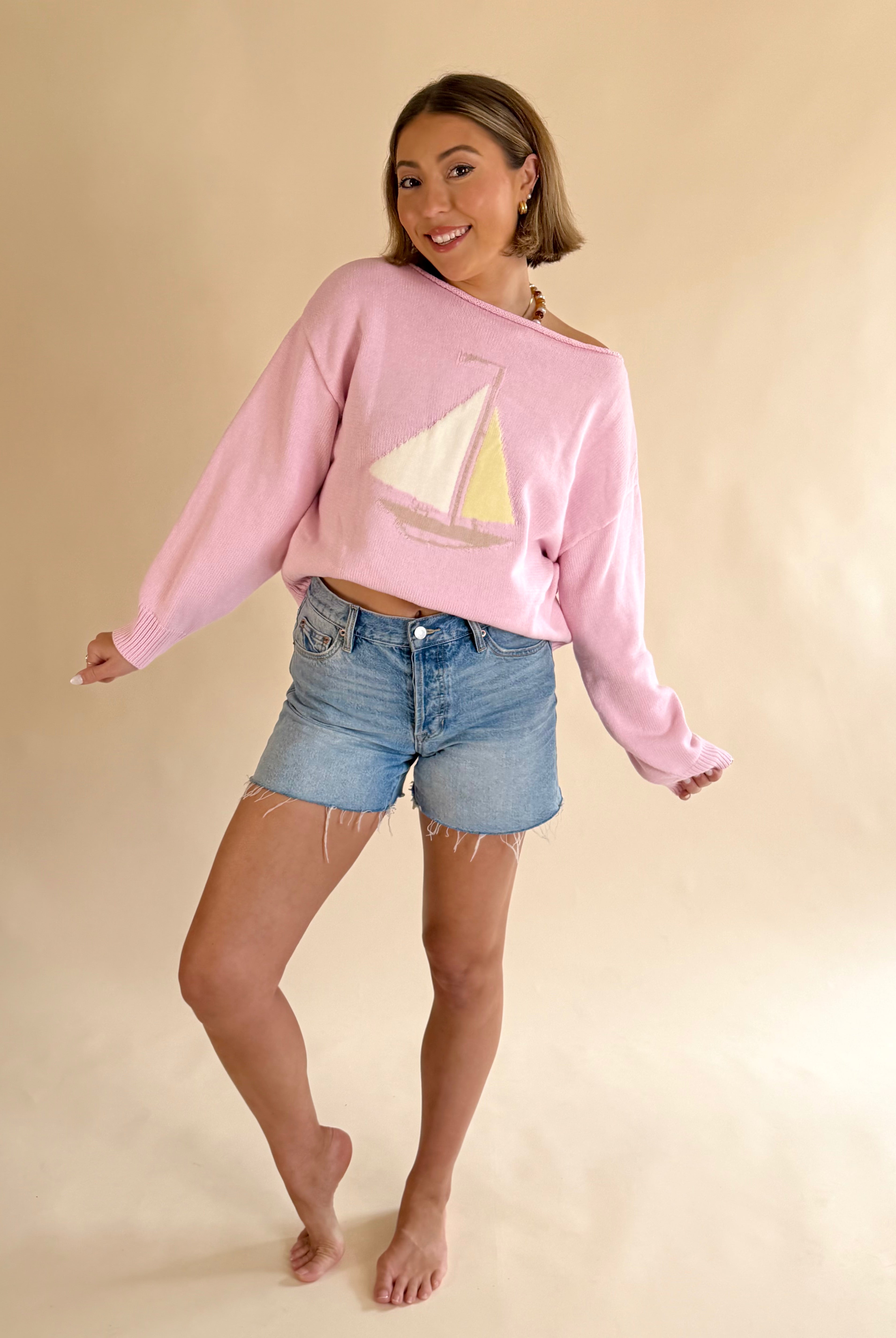 pink sweater, summer sweater, pink summer sweater, boutique, boutique fashion, pink clothes, fun sweater, comfy sweater, comfy summer sweater,