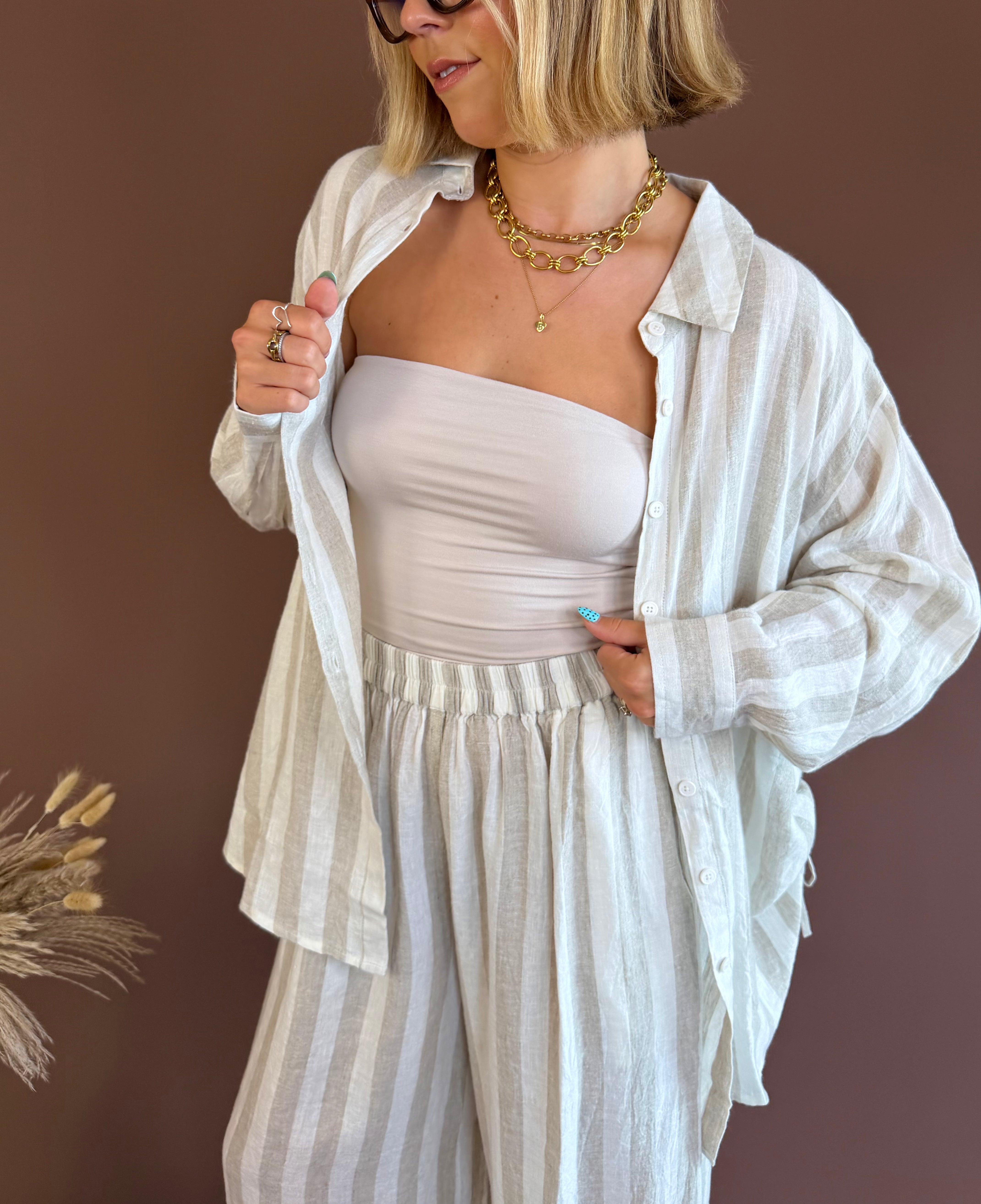 Linen button down, Linen cover ups, striped linen tops, striped tops, button down tops, striped sets, linen sets