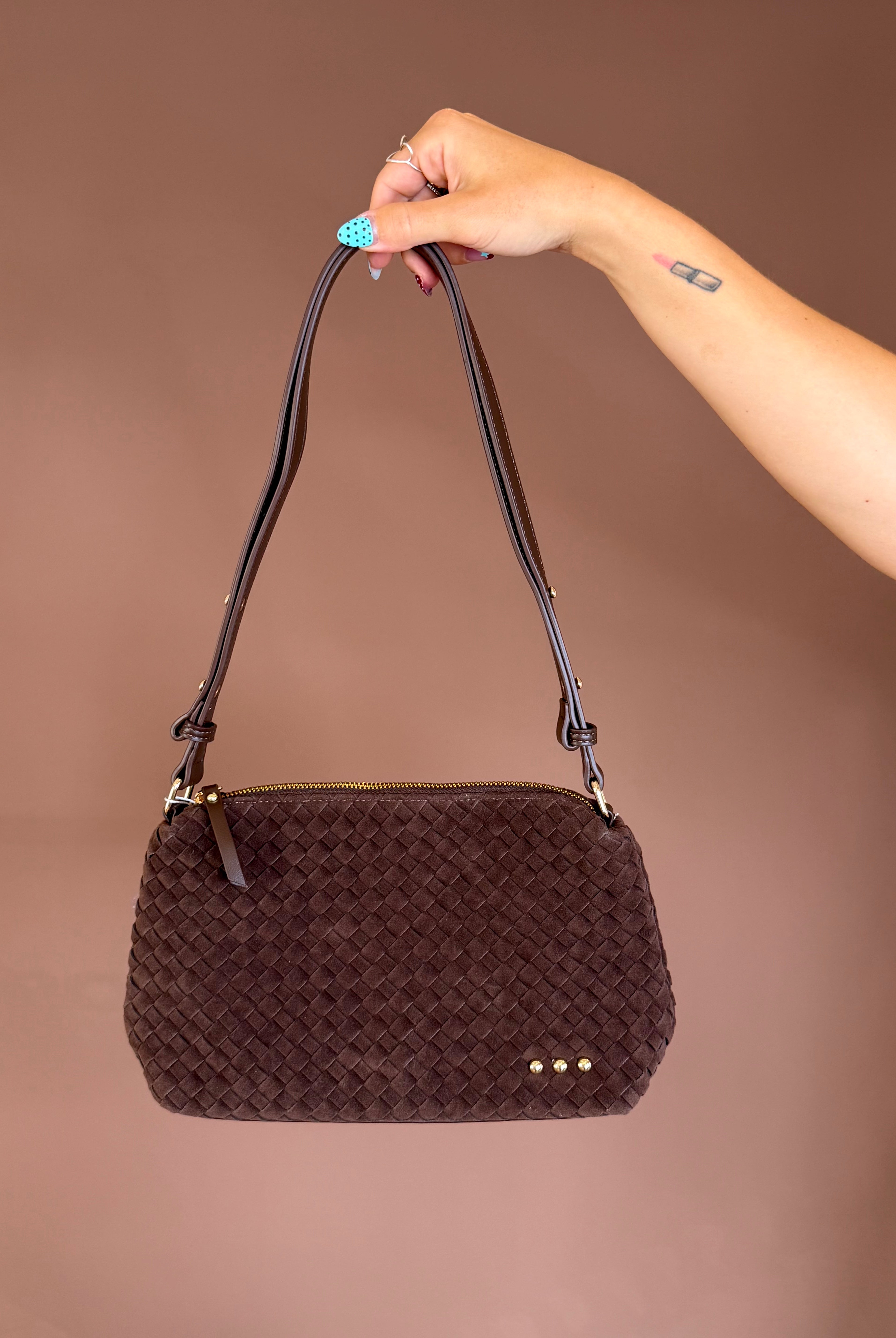 Suede bags, shoulder bags, suede purses, woven suede bags, shoulder purses, accessories, purses