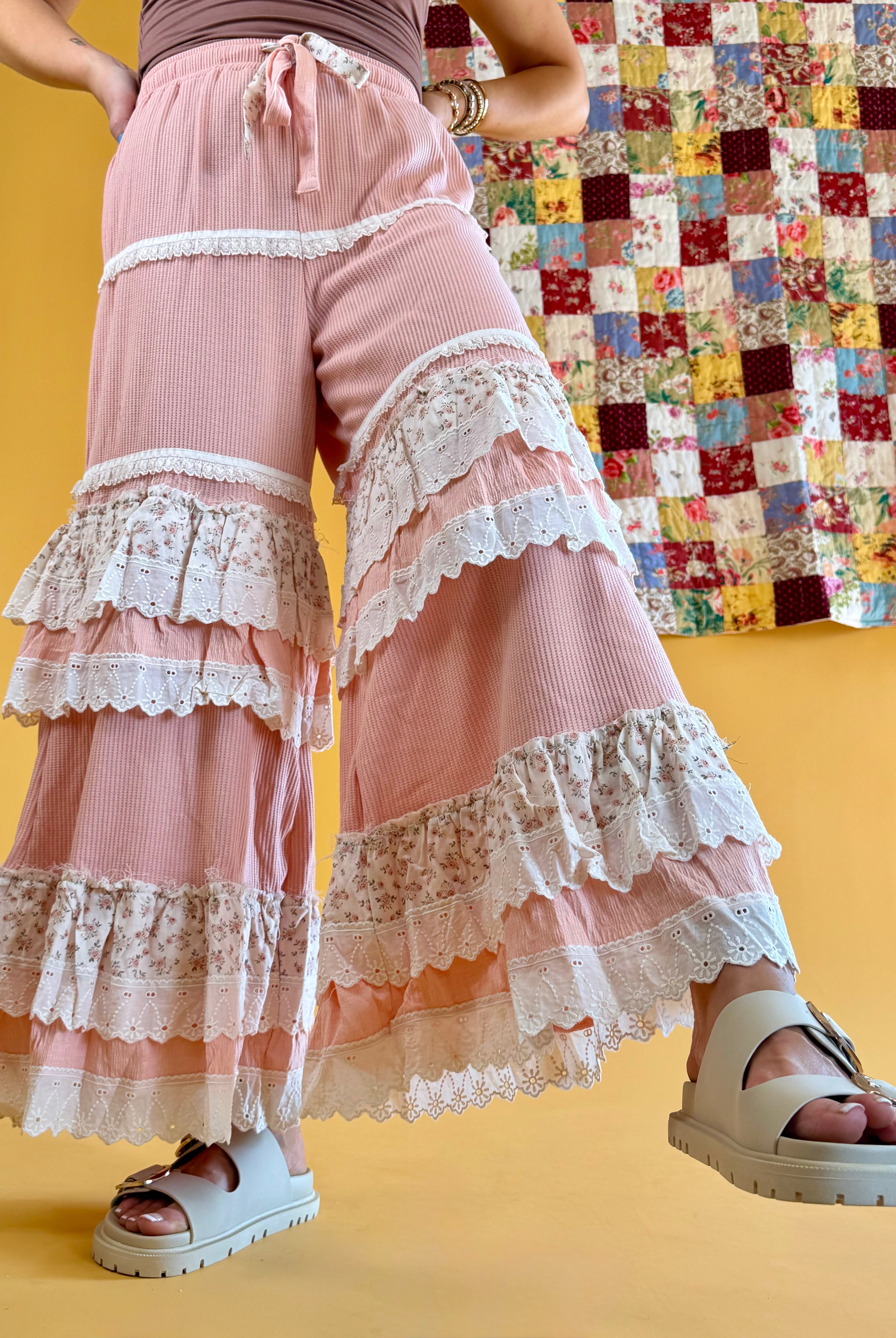 Pink Pants, Summer Pants, Wide Leg Pants, Tall Girl Friendly Pants, Floral Pants, Trendy Pants, It girl Pants, Cottage-core