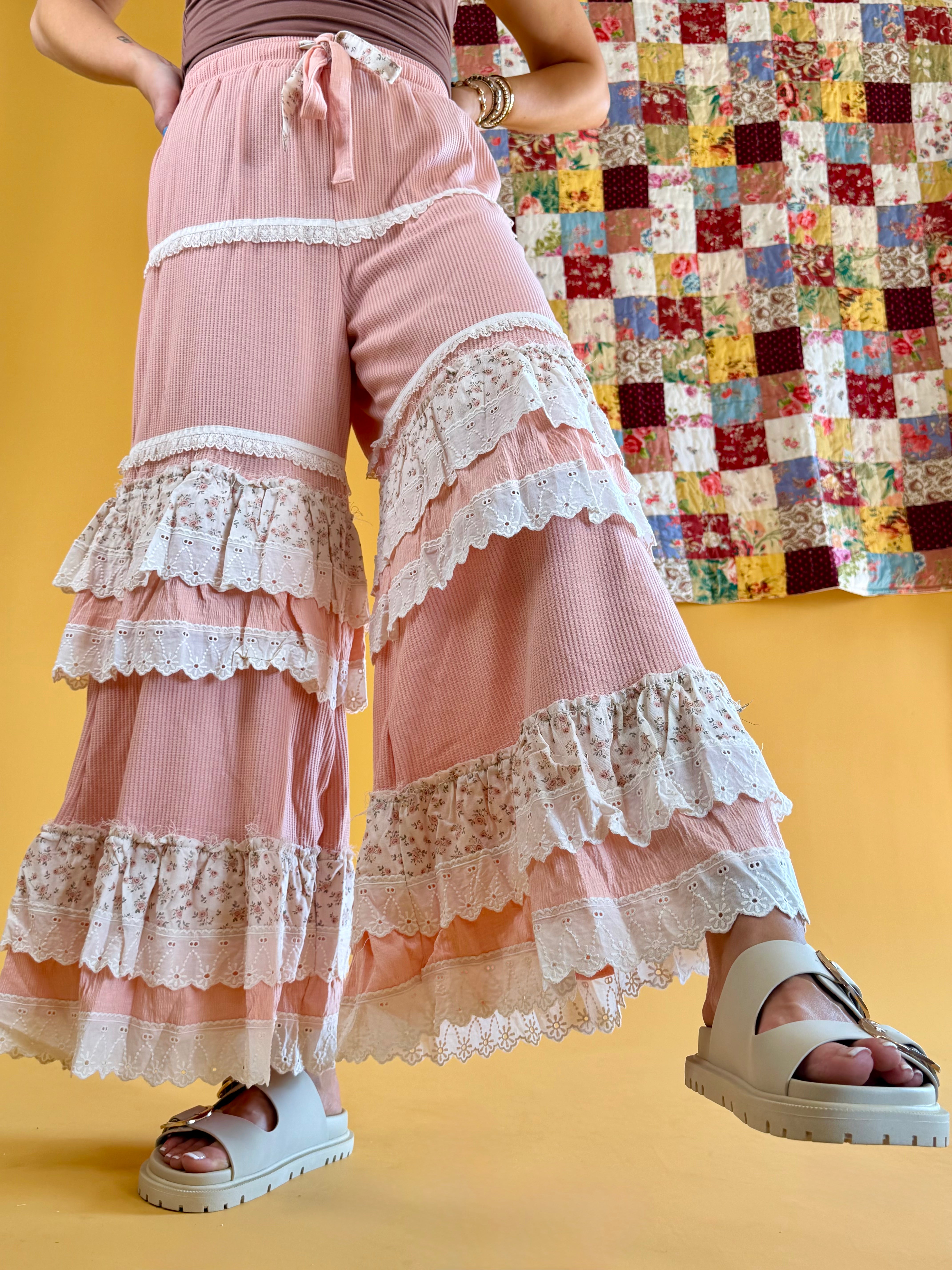 Pink Pants, Summer Pants, Wide Leg Pants, Tall Girl Friendly Pants, Floral Pants, Trendy Pants, It girl Pants, Cottage-core