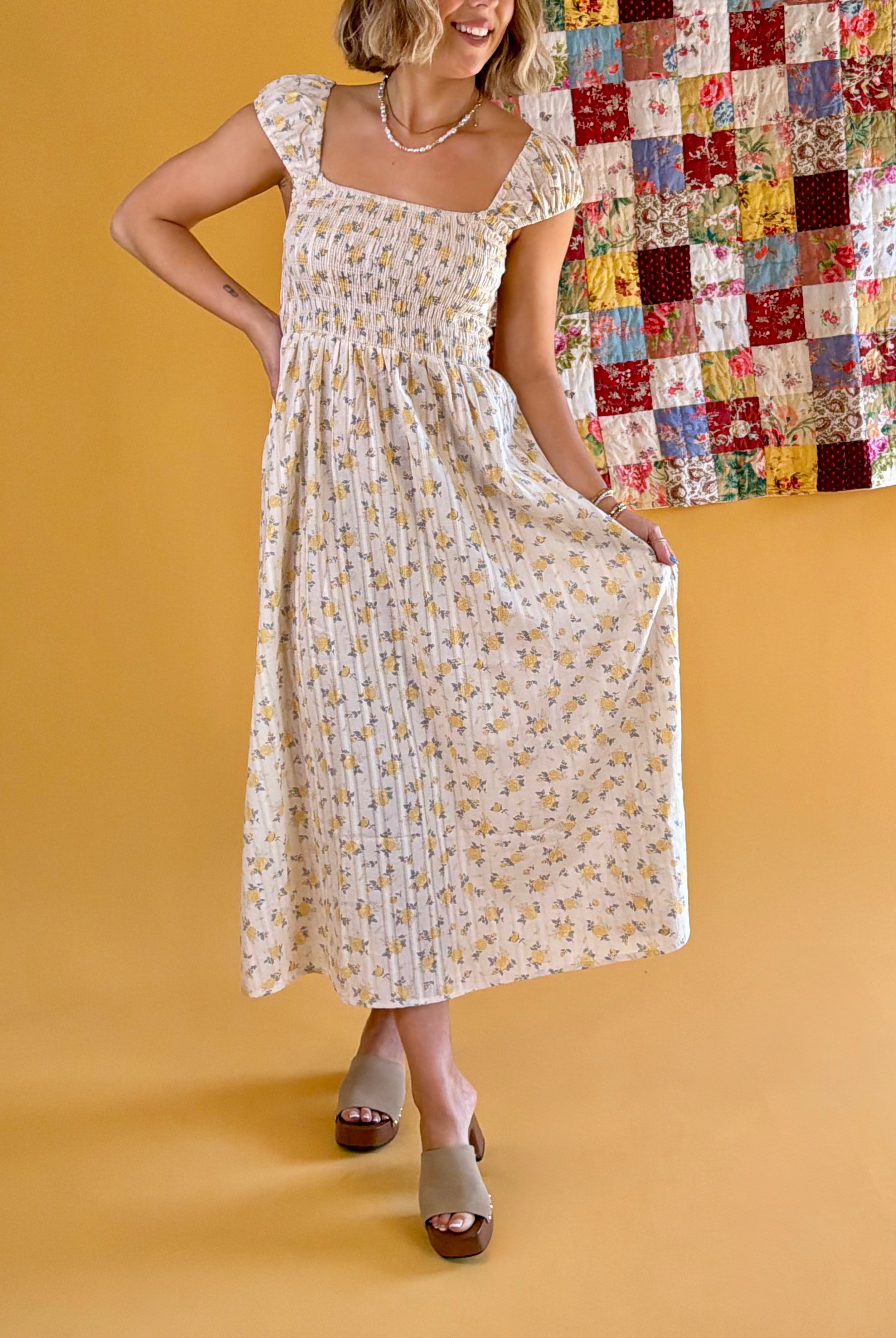 Floral Dress, Yellow Flowers Dress, Flowy Summer Dress, Summer dress, Cute Summer Dress, Modest Dress, Modest Dress For Summer