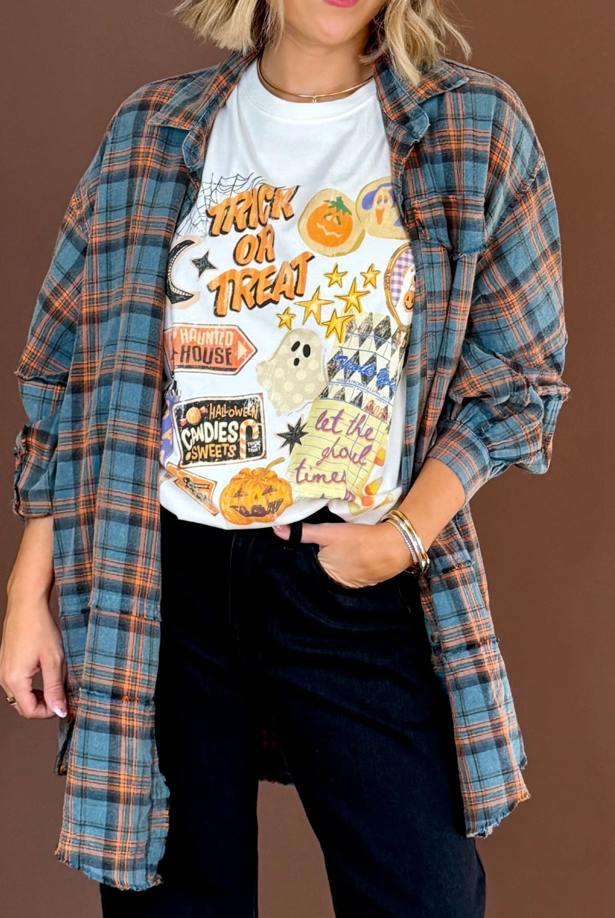Harvest Hues Oversized Plaid Flannel women's flannels at The AllyCatWalk Boutique