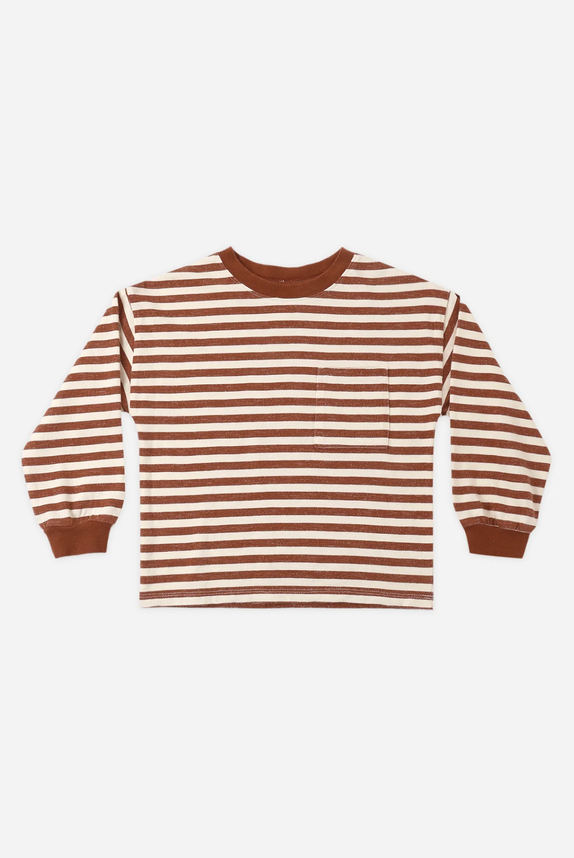 RYLEE & CRU Relaxed Long Sleeve Tee: Brick Stripe children's boutique clothing at The AllyCatWalk Boutique
