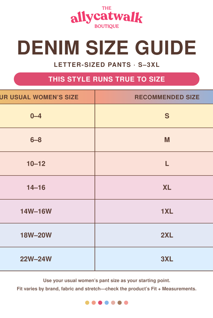 Paisley Desert Dream Pants true-to-size women’s letter-sized pants conversion chart with regular and plus sizes