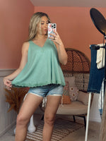 Lace Trim Ribbed Tank Top