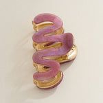 Wavy Matte Claw Clip with Gold Accents
