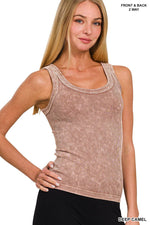 Kelly 2 Way Neckline Washed Ribbed Cropped Tank Top