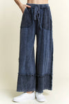 Bohème Mineral Wash Wide Leg Pants: Navy