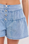 4 Button High Rise Flare Shorts