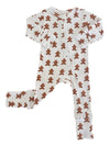 Gingerbread / Organic Pointelle 2-Way Zip Romper