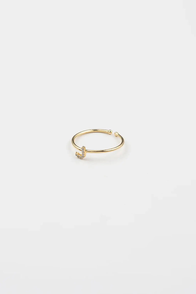 18K Gold Shiny Adjustable Initial Ring - Set of 16