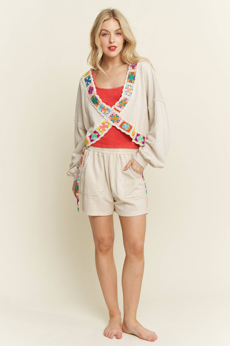 Colorful Crochet Crossover Pullover