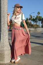 Tiered Layers Woven Midi Skirt