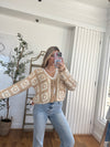 Neutral Granny Square Front Tie Cardigan
