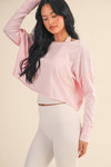 Cotton Slub Cutout Back Long Sleeve Layering Top