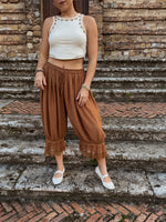 Lace-Trimmed Cropped Bloomer Pants