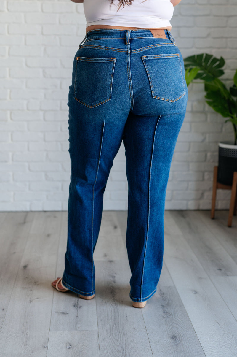 Judy Blue Campbell High Rise Center Seam Detail Straight Jeans