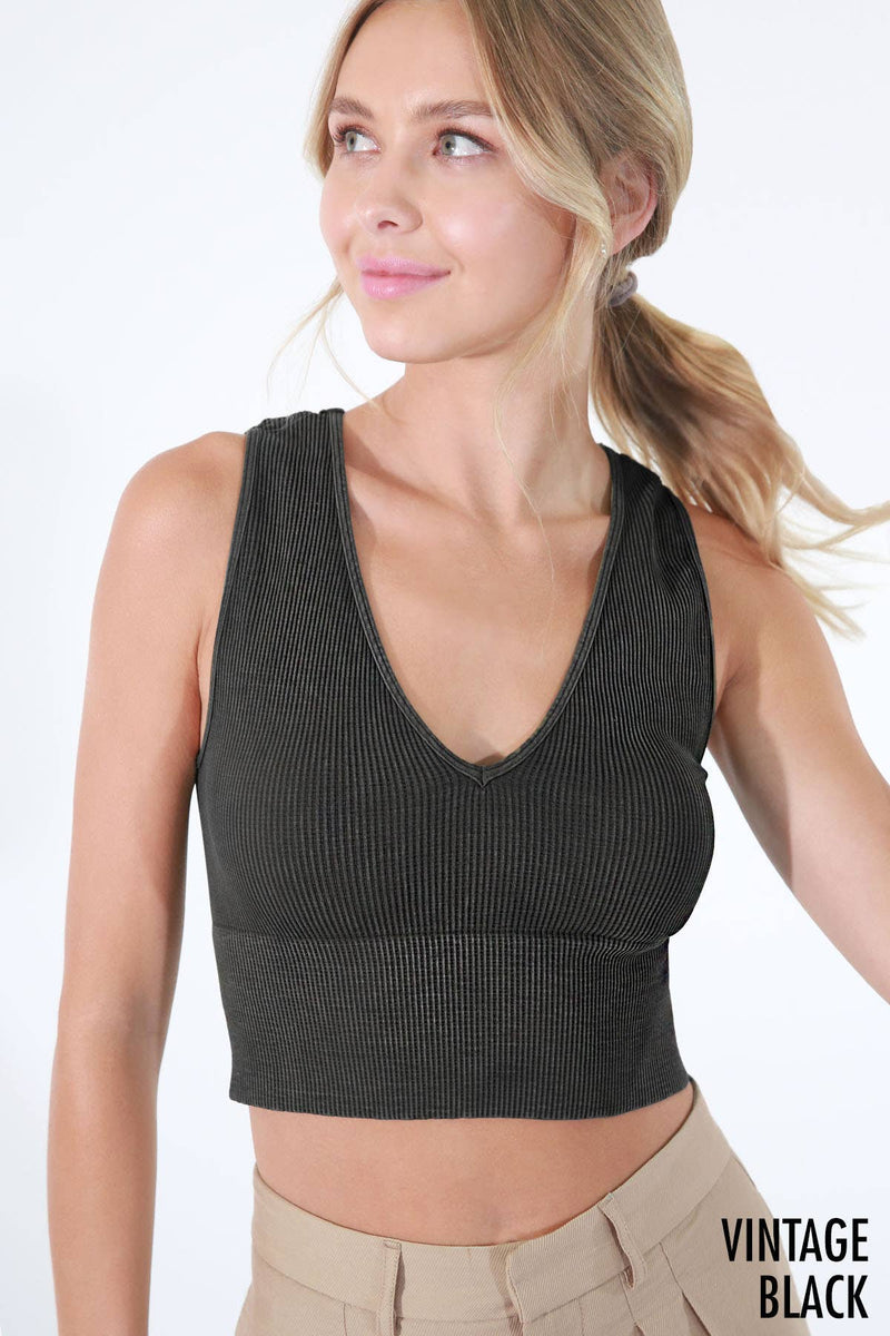 Nikibiki Vintage Plunge V-Neck Seamless Crop Top