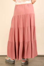 Tiered Layers Woven Midi Skirt