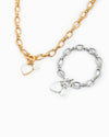 Glossy Heart Twist Chain Toggle Necklace