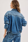 Denim Washed Floral Print Barrel Jeans