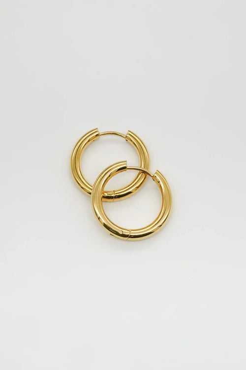 Waterproof 16mm Gold Basic Hoops
