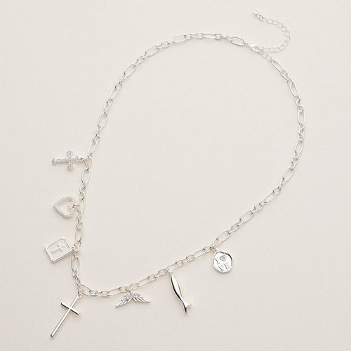 Faith and Love Charm Necklace - 18K Gold Dipped