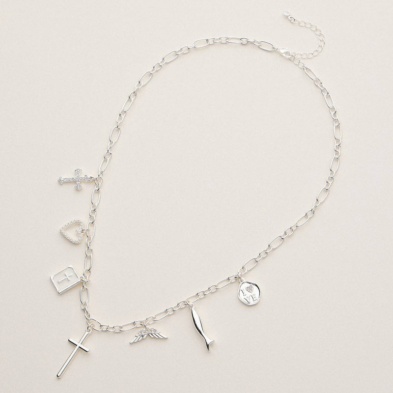 Faith and Love Charm Necklace - 18K Gold Dipped