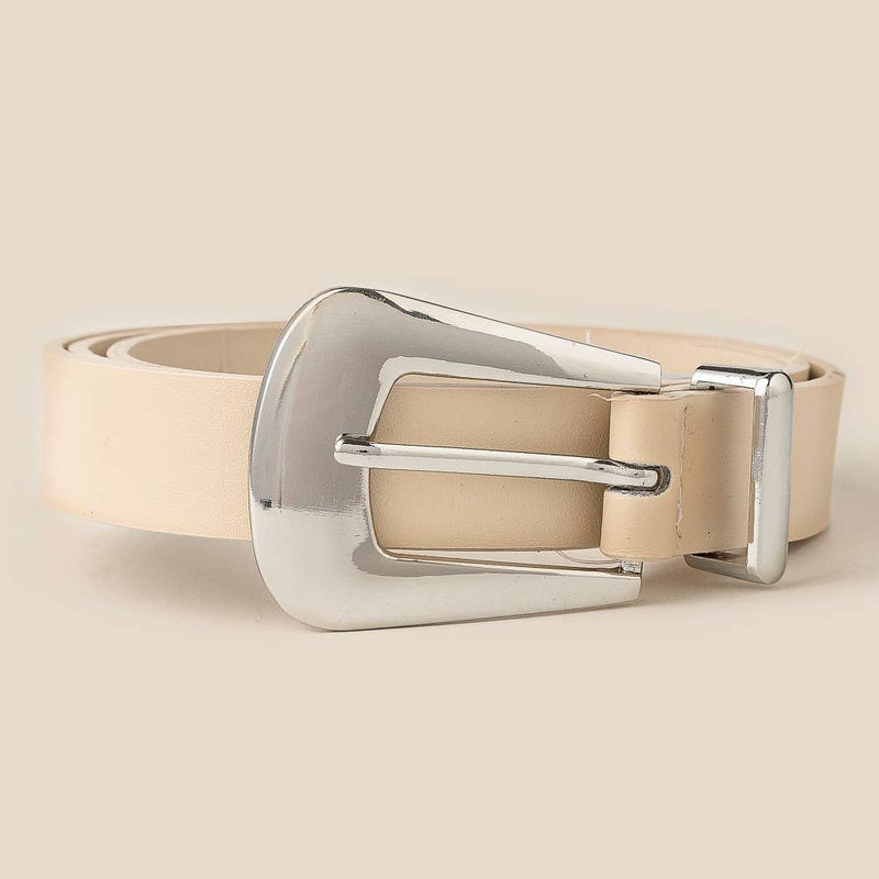 Bulky Buckle Faux Leather Belt
