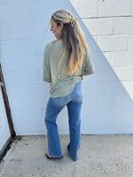 Lazer Cut Comfy Oversized Pocket Tee: Green