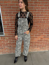 Denim Cheetah Barrel Overalls