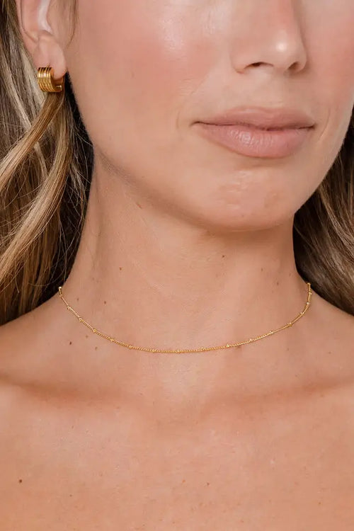 18K Gold Dotted Chain Choker