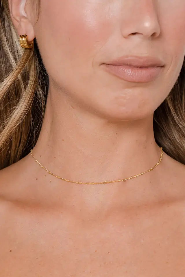 18K Gold Dotted Chain Choker