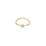 18K Gold Shiny Adjustable Initial Ring - Set of 16