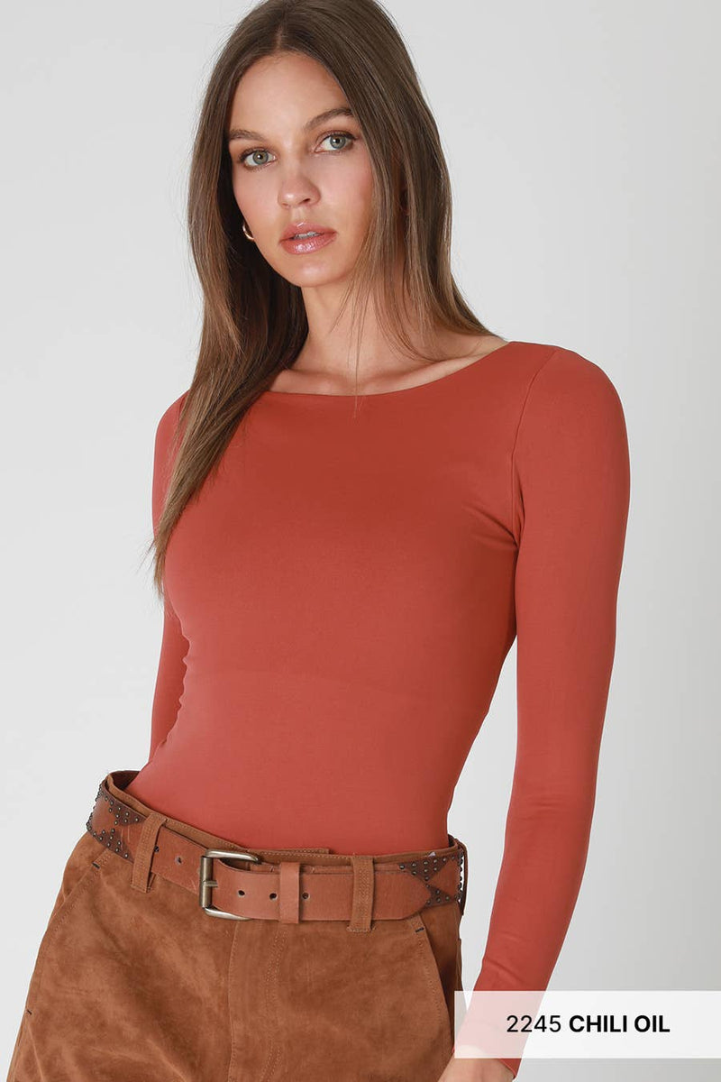 Nikibiki Clean Line Boat Neck LS Top