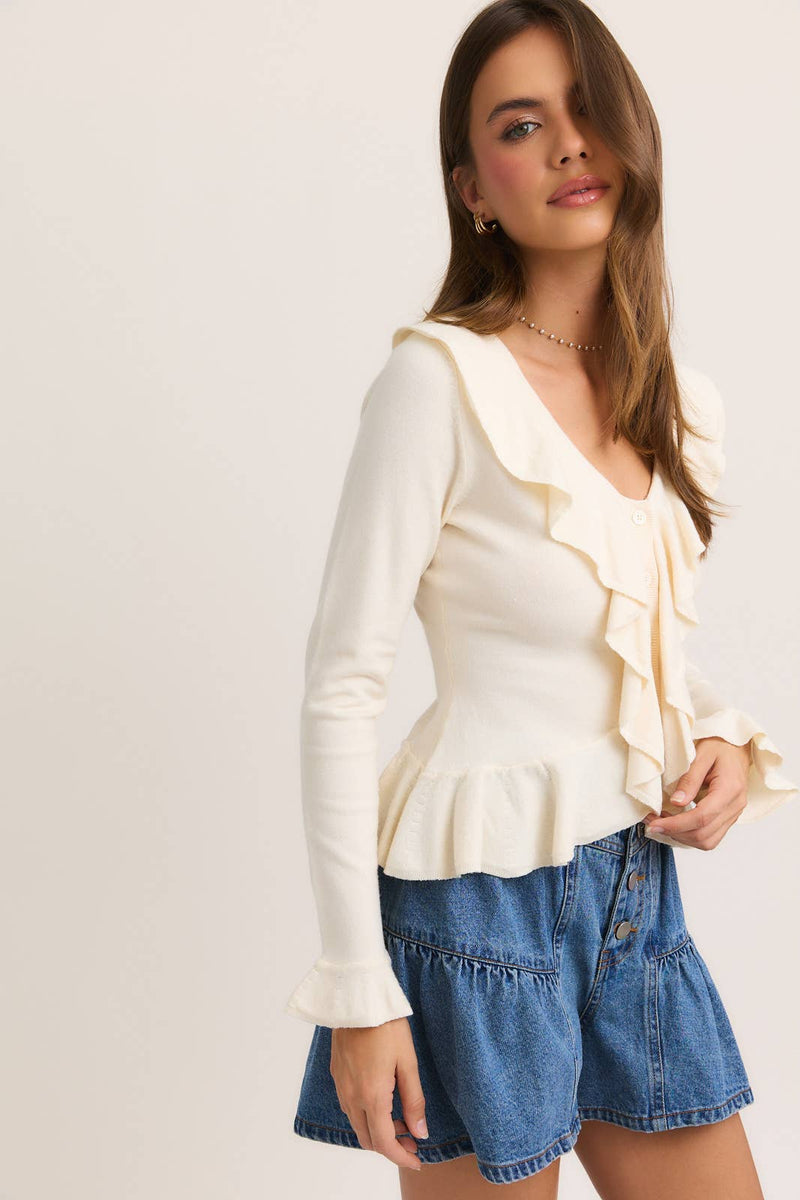 Frosted Flirt Ruffle Sweater