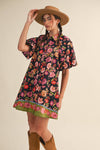 COLLARED BUTTON DOWN FLORAL MINI DRESS MDR4309