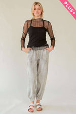 PLUS TURTLE NECK LACE STRETCH MESH SHEER TOP: Black / 1XL